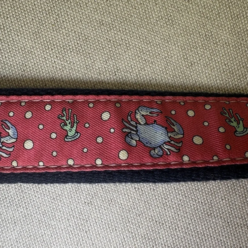 Vineyard Vines Belt Boys Size 26Pink Whale Print Webbed Leather Brass Preppy
